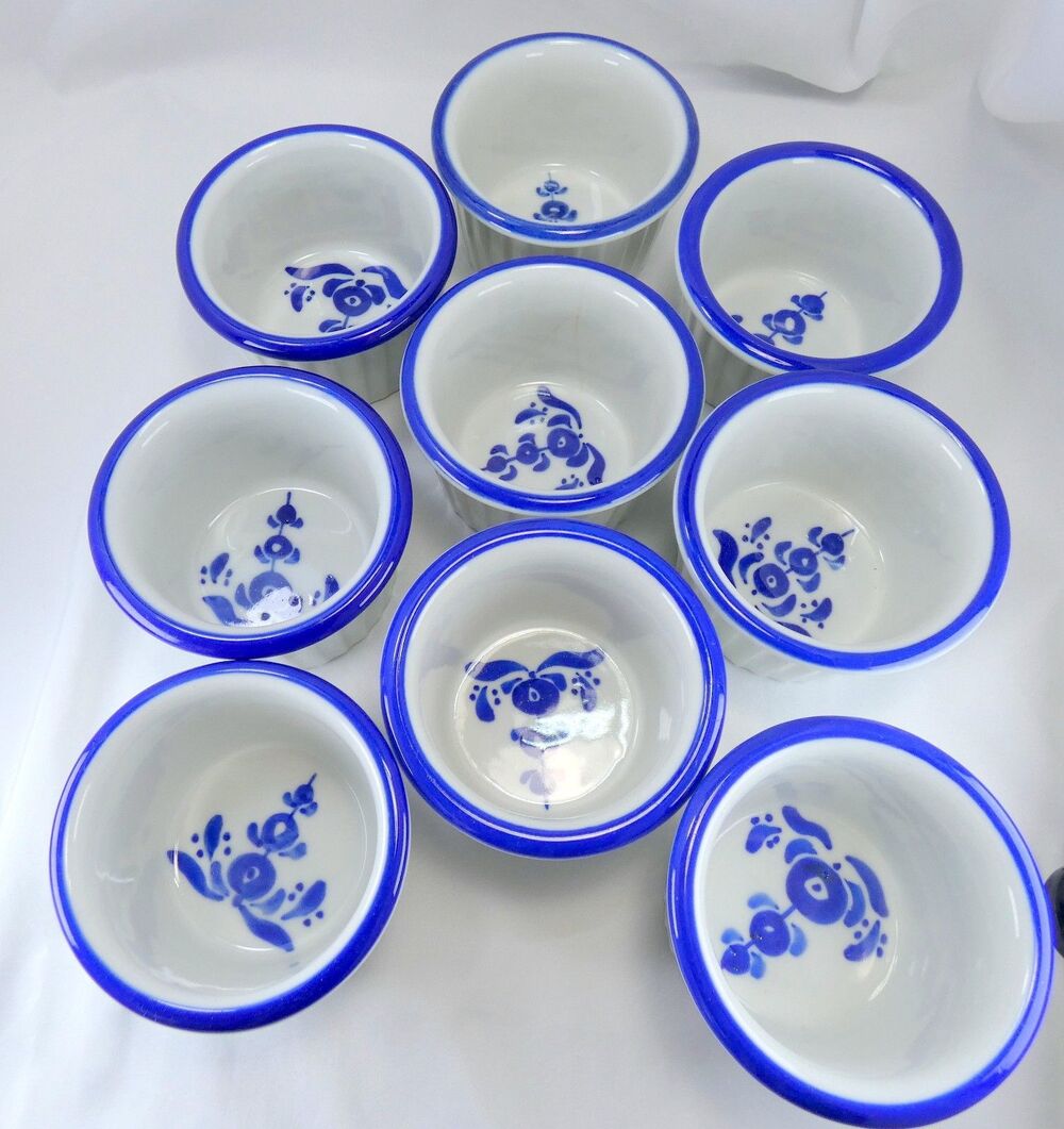 Set of 9 Ramekins Hand-Made Portugal  Signed Small